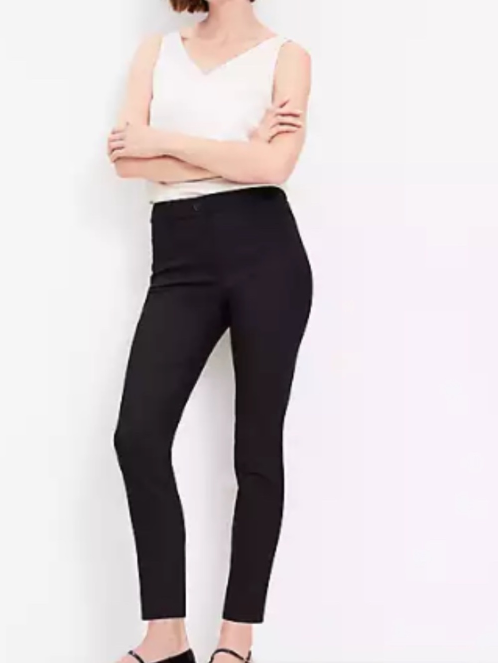 NWT LOFT Curvy High Rise Skinny Pants Black Ankle Work Pants Size 8